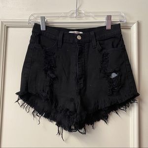 Black jean shorts